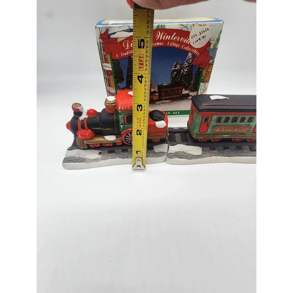 Dickens Winterville Porcelain Train Set Christmas Village Collectible 2 Piece